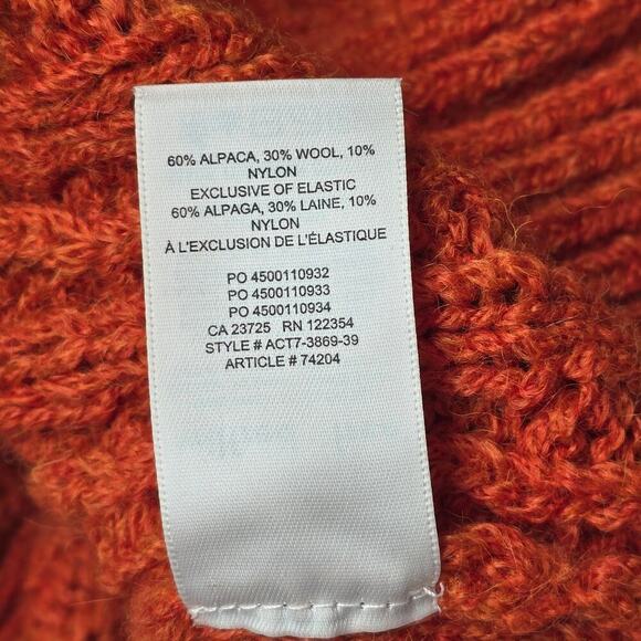 Aritzia Supper Soft Wool Alpaca Blend Cable Knit Cropped Sweater Burnt Orange M - Picture 12 of 12